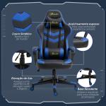 Cadeira Gaming Cadeira de Escritório Ergonómica com Altura Regulável Basculante Apoio de Cabeça 61x70x121 - 129 cm Azul