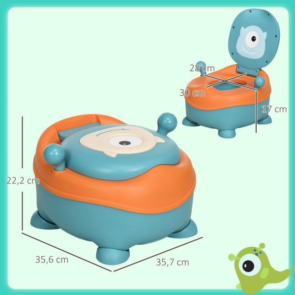 Bacio para Bebé de 6 - 36 Meses Portátil em Forma de Alienígena com Tampa e Estrutura Antiderrapante 35,6x35,7x22,2 cm Azul