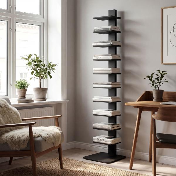 Estante de 11 Níveis Estilo Industrial Estante Estreita e Alta para Espaços Reduzidos 34,5x41,5x163,5 cm Preto