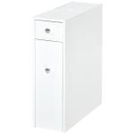 Armário Auxiliar de Casa de Banho Estreito com 2 Gavetas e Compartimento Superior com Tampa 17x48x58cm Branco