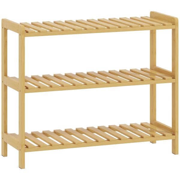 Sapateira de Madeira de 3 Níveis para até 9 Pares de Sapatos para Entrada Corredor Dormitório 70x26x57,5 cm Madeira