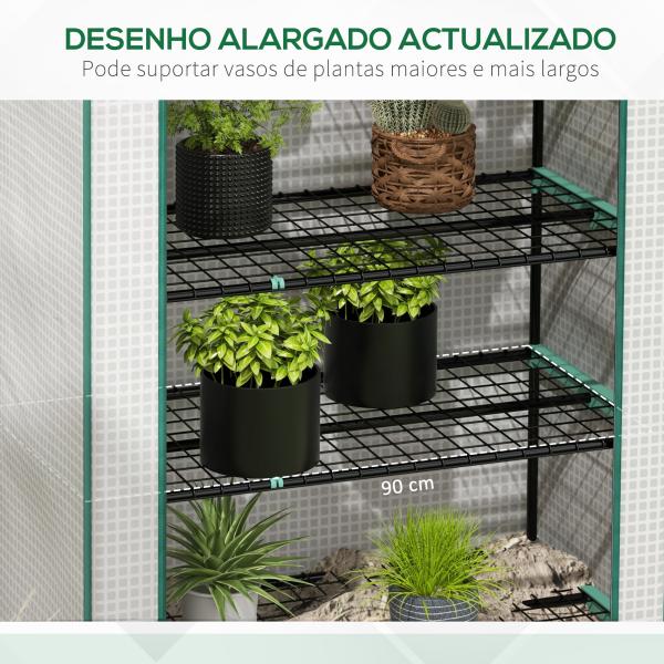 Estufa de Jardim de 5 Prateleiras Estufa Resistente com 1 Porta com Fecho de Correr Anti - UV 90x49x193 cm Branco