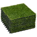 Relva Artificial 30x30cm 10 Peças com Altura de 25mm Alta Densidade 6500 para Exterior Pátio Terraço Verde