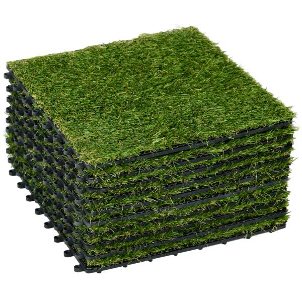 Relva Artificial 30x30cm 10 Peças com Altura de 25mm Alta Densidade 6500 para Exterior Pátio Terraço Verde