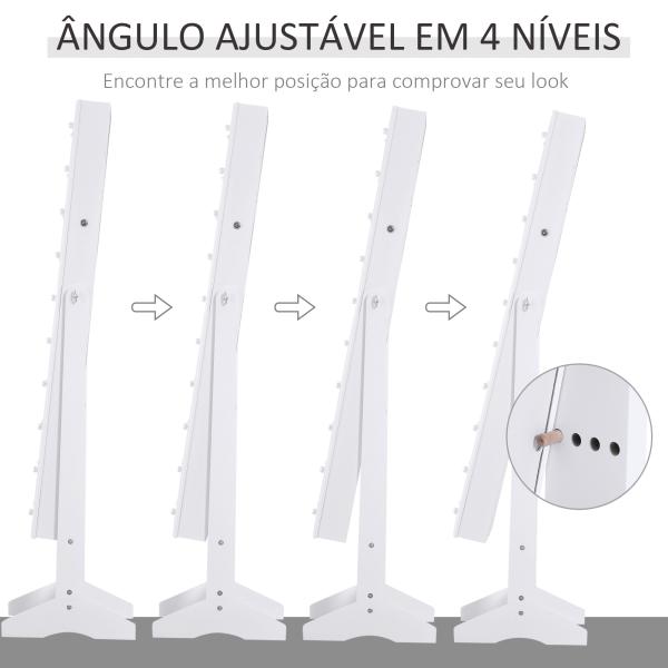 Armário para Joias 20 Luzes de LED Reclinável Fechadura Madeira 40x37x146cm Branco