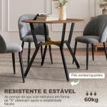 Mesa de Cozinha Redonda Mesa de Jantar Estilo Industrial com Bancada de Madeira e Estrutura de Aço Ø90x76 cm Marrom e Preto