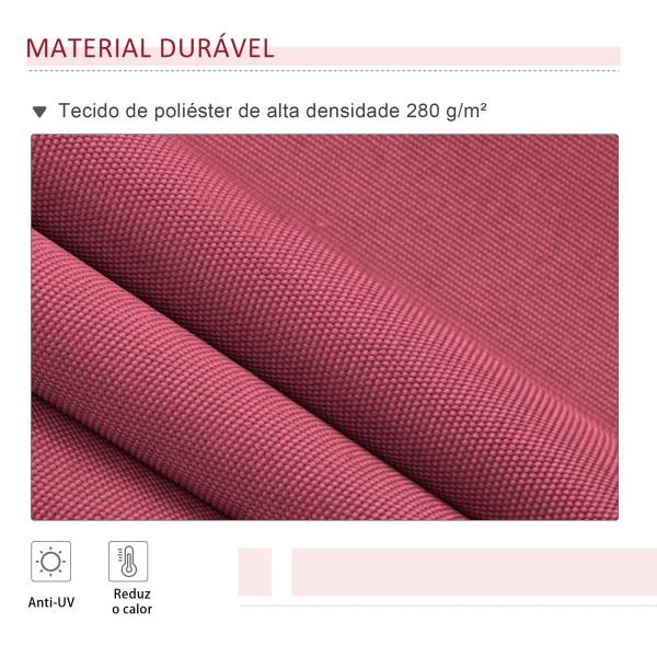 Toldo Manual 395x245 cm Toldo de Varanda Pátio com Manivela de Alumínio e Tecido de Poliéster 280 g/m² Vinho