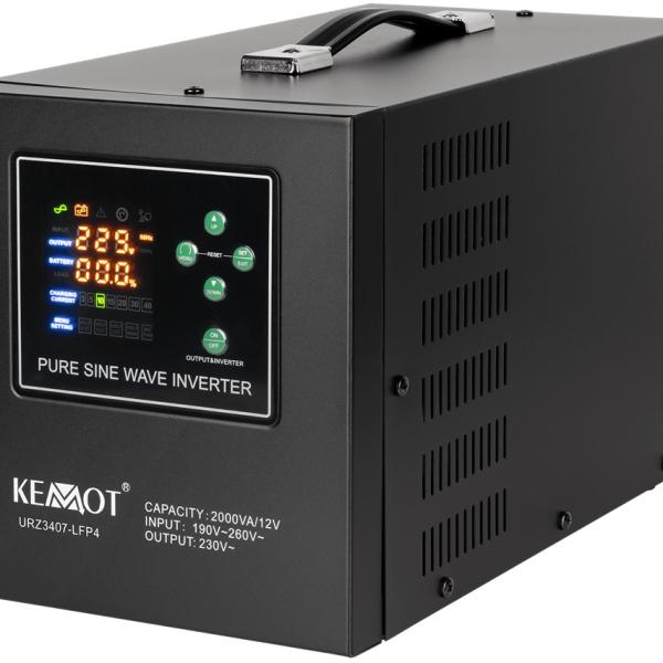 Conversor 12V - 220V 1200W (ONDA PURA) Estabilizador Tensão c/ Função Carregamento Bateria - KEMOT