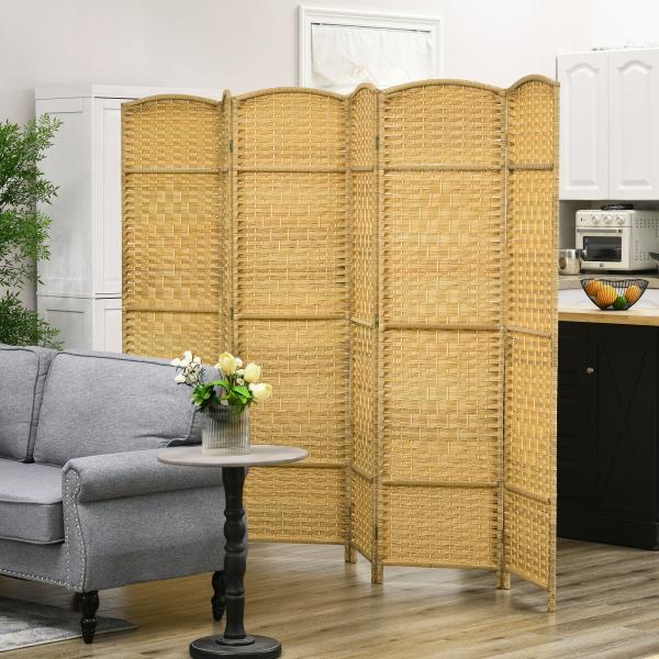 Biombo Dobrável de 6 Painéis Divisor de Ambientes 270x180 cm Ecrã de Privacidade de Polipropileno Madeira