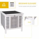 Coelheira de Madeira Exterior Coelheira para Roedores Animais de Estimação Pequenos com Teto Asfáltico e Rampa Antiderrapante 42x51x43cm Cinza