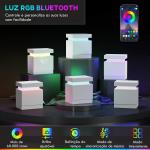 Mesa de Cabeceira com Luz LED Mesa de Cabeceira Painel de Alto Brilho 2 Gavetas e Controlo 45x35x52 cm Branco