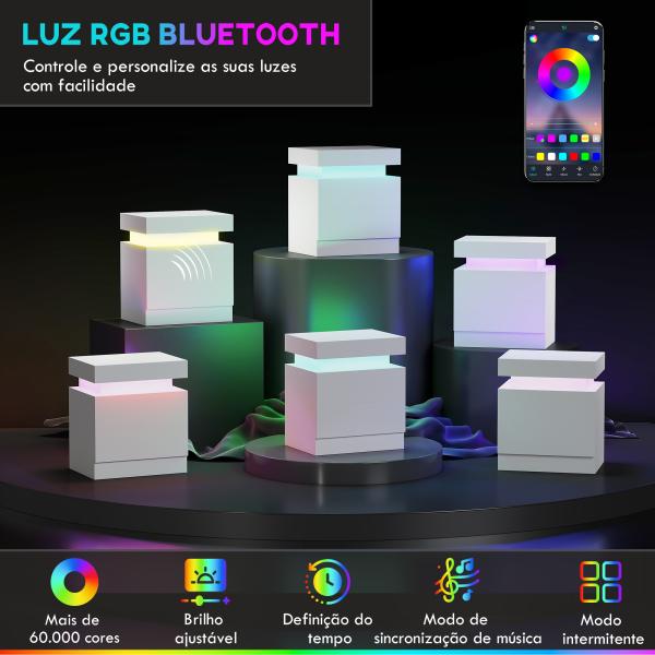 Mesa de Cabeceira com Luz LED Mesa de Cabeceira Painel de Alto Brilho 2 Gavetas e Controlo 45x35x52 cm Branco