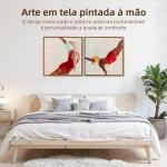 Pinturas em Tela de Figuras Dinâmicas à Mão 40x40 cm 2 Peças Pinturas de Arte de Parede Emolduradas Decoração Moderna Vermelho