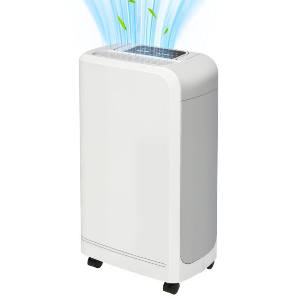 Desumidificador 12L/dia Depósito de Água 0,8L com Rodas Temporizador de 24 Horas Ecrã Digital de Humidade Branco