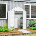 Estufa de Jardim com 1 Porta 2 Janelas e Prateleiras de 2 Níveis em Forma de U para Cultivo de Plantas 140x73x190 cm Branco