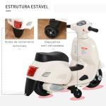 Mota Elétrica Vespa 6V com Farol Buzina e Rodas Auxiliares para Crianças de 18 - 36 Meses Branco 66,5x38x52 cm