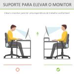 Suporte para Monitor de Bambu Organizador de Escritório para Monitor Portátil 48x25,5x11,5 cm Madeira