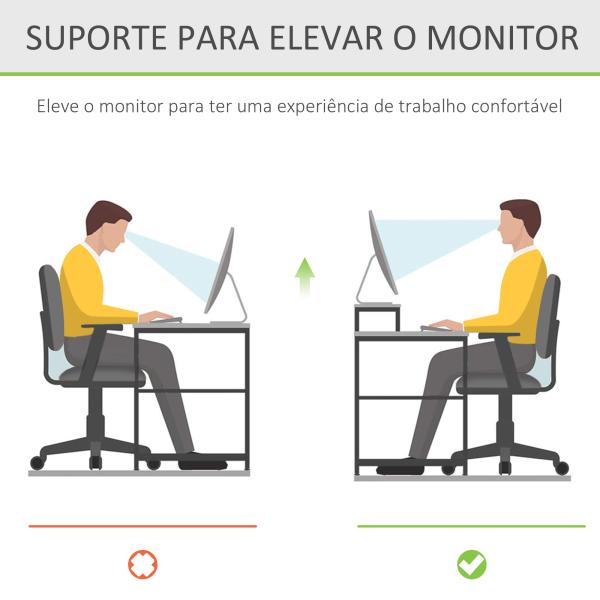 Suporte para Monitor de Bambu Organizador de Escritório para Monitor Portátil 48x25,5x11,5 cm Madeira