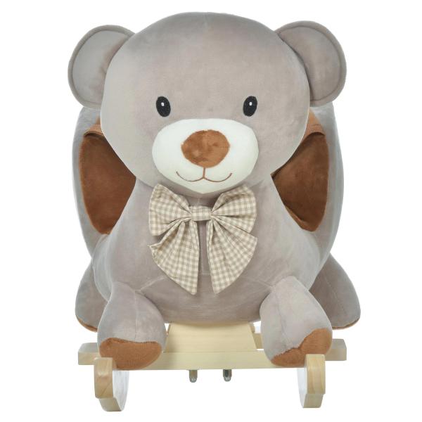Cavalo de balanço com forma de urso para bebê acima de 18 meses com som 60x33x50