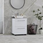 Móvel Sob Lavatório com Gaveta e Armário com Porta Corte em U para Lavatório sem Pedestal 41,5x35,5x59 cm Branco
