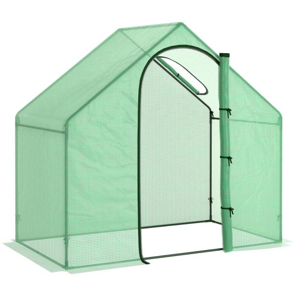 Estufa Transparente de Jardim 180x100x168 cm Estufa de Jardim com Porta Enrolável e Estrutura de Aço Verde