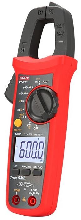 Pinça Amperímétrica Digital TrueRMS 600V 600A - UNI - T UT204+