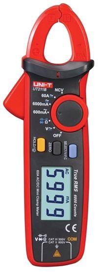 Pinça Amperímétrica Digital True RMS AC/DC 600mA/6000mA/60A AC/DC 600V - UNI - T
