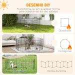 Parque para Cães 8 Painéis 61x61cm Dobráveis Gaiola Metálica para Animais de Estimação com Porta e Dupla Fechadura Preto