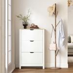 Sapateira Branca Estreita Armário Sapateiro Alto com 3 Gavetas para 18 Pares de Sapatos para Corredor 72x26x112 cm Branco