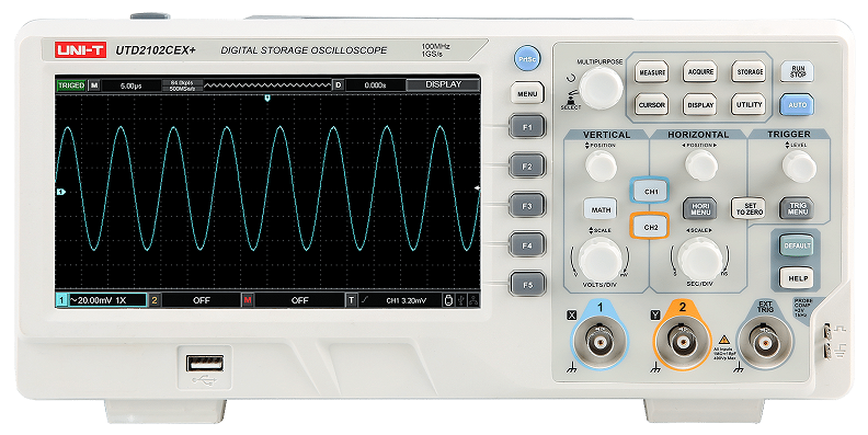 Osciloscópio Digital USB 100MHz 2 Canais - UNI - T UTD2102CEX+