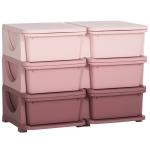 Organizador de Brinquedos com 6 Gavetas para Crianças com Bordas Arredondadas e Pegas 75x37x56,5 cm Rosa