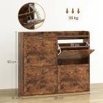 Sapateira de 4 Portas com Prateleiras Ajustáveis Estilo Industrial para 24 Pares de Sapatos 120x24x103 cm Castanho Rústico