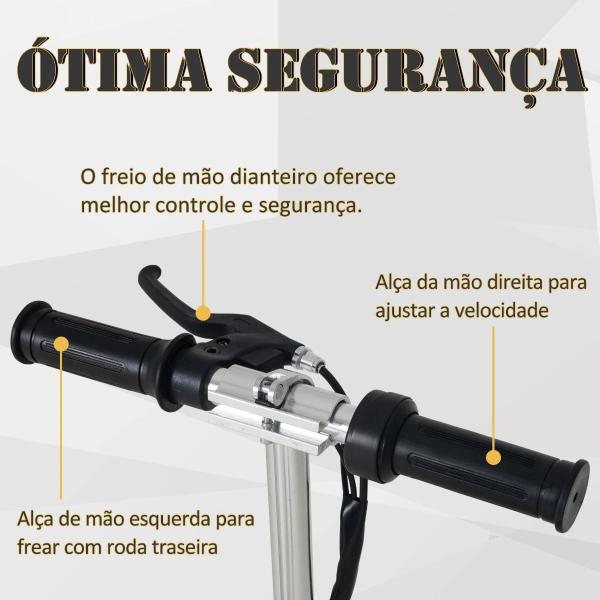 Trotinete Elétrico Dobrável para Crianças de 7 - 14 anos Suporta até 50kg com Altura Ajustável 75x36x82 - 93cm Rosa
