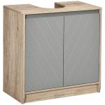Móvel para Lavatório Casa de Banho com Porta Dupla e Prateleira Ajustável Carga 50kg 60x30x59,8 cm Carvalho e Cinza