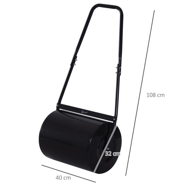 Rolo de jardim 30L de aço preenchido com água ou areia 32x40cm Cabo destacável