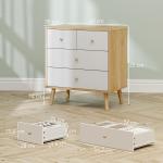Cômoda de 4 Gavetas com Puxadores de Madeira Cómoda Estreita para Sala Corredor 60x35x65 cm Madeira e Branco