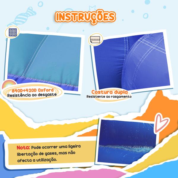 Castelo Insuflável com Insuflador 5 em 1 com Escorrega Piscina Parede de Escalada e Canhão de Água 360x250x195 cm Multicor
