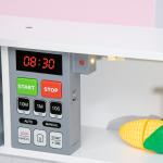 Cozinha Infantil de Madeira Cozinha para Crianças acima de 3 Anos com Altura Ajustável Luz Sons 60x30,5x93,2cm Branco e Cinza