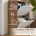 Sapateira Estreita com 2 Portas Prateleiras Ajustáveis para 12 Pares de Sapatos 60x24,5x75,5 cm Mdeira e Branco
