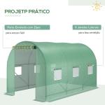 Estufa Tipo Túnel de Jardim 350x200x200cm Estufa de Jardim com 6 Janelas Respiráveis e Porta Enrolável com Zíper para Cultivo de Plantas e Verduras Verde