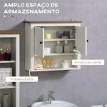 Armário Casa de Banho de Parede com 2 Portas e Prateleiras de Armazenamento 60x19,5x52,5 cm Branco e Madeira