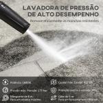 Lavadora de Alta Pressão 1600W Caudal 432 L/h Bomba de Alumínio Pressão de 135 Bar Mangueira de 6 m 32x24x65 cm Azul