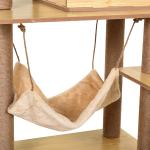 Arranhador para Gatos com Poste de Arranhar de Juta 2 Camas Rede Caverna Bola Suspensa Rede e Rampa 60x40x130 cm Madeira