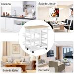 Carrinho de cozinha multifuncional com gavetas Cestas Prateleiras de especiarias Toalheiro Rodas 92x37x82 cm Branco