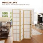 Biombo Dobrável de 4 Painéis Separador de Ambientes de Interior para Sala de Estar Dormitório e Escritório 160x170 cm Madeira e Branco