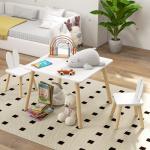 Mesa Infantil com Encosto de Cadeiras com Orelhas de Coelho Mesa Infantil para Sala de Jogos de Berçário Branca
