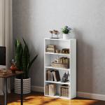 Estante de 4 Níveis Estante para Livros com 2 Prateleiras Ajustáveis para Sala de Estar Escritório Quarto 60x24x115,5 cm Branco