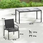 Conjunto de Mesa e Cadeiras de Jardim de 7 Peças com Mesa com Efeito Madeira e 6 Cadeiras com Assento Respirável Preto