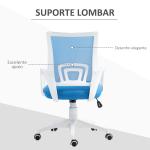 Cadeira de Escritório de Malha Giratória com Altura Ajustável Função Basculante e Apoio para os Braços 57x55x89 - 109 cm Azul