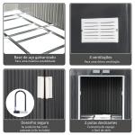 Abrigo de Jardim Metálico 340x386x200cm Abrigo de Exterior para Armazenamento de Ferramentas com Base Incluida 4 Janelas de Ventilação e Porta Corredeira Cinza